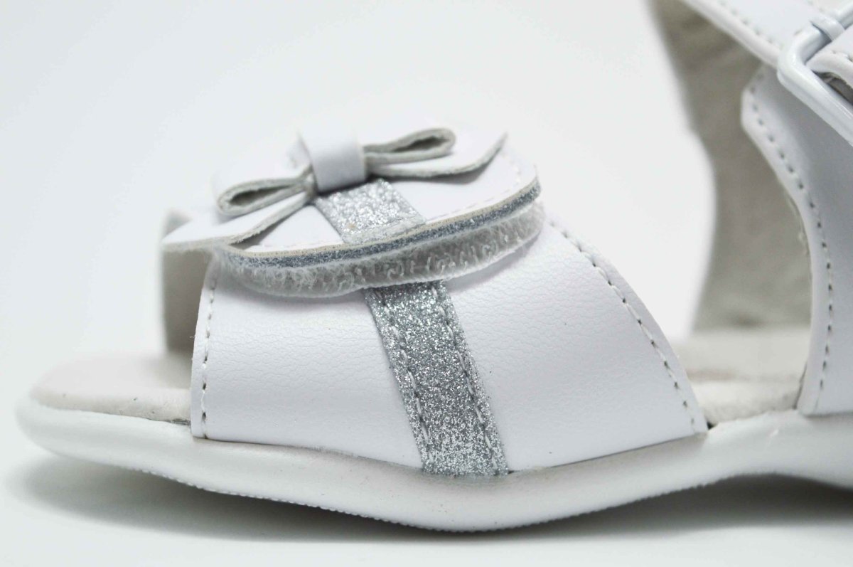 Sandalia blanca niña hebilla glitter plata - Imagen 6