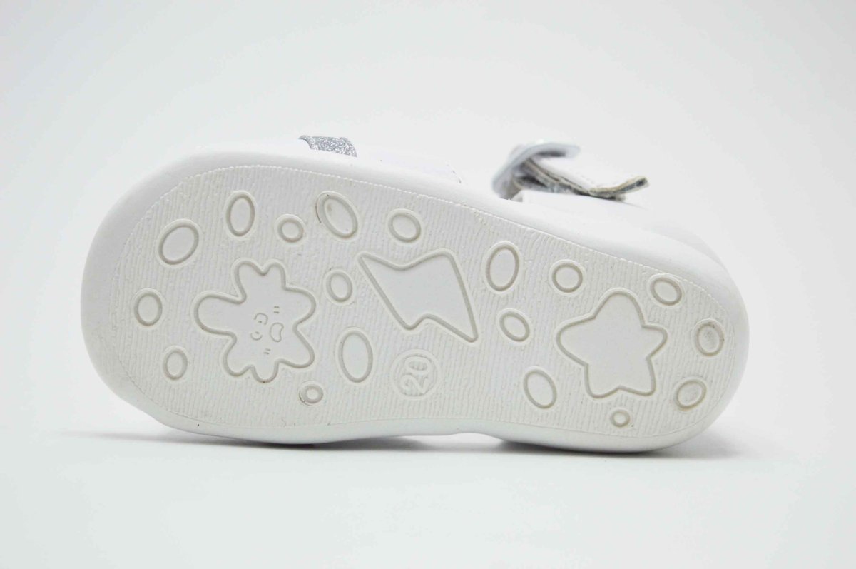Sandalia blanca niña hebilla glitter plata - Imagen 8