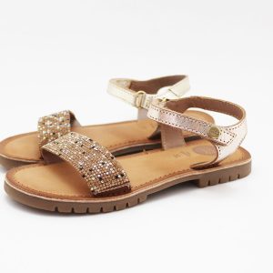 Sandalias bronce doradas perlitas niña Gioseppo