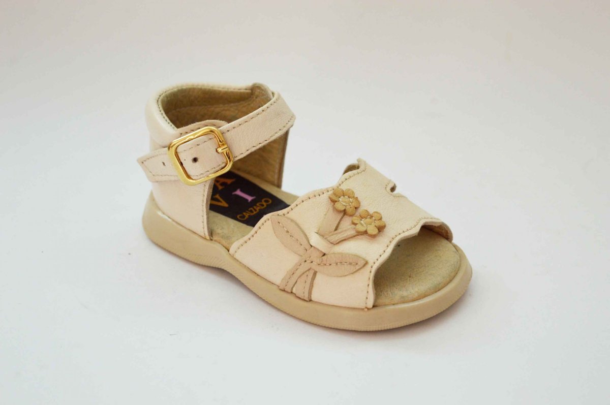 Sandalias divertidas niña fuxia y beige - Imagen 3