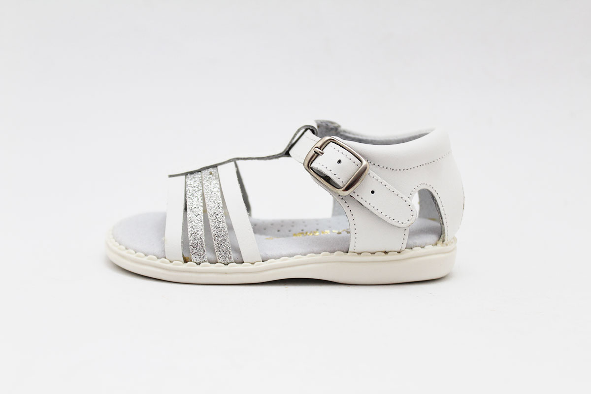 Sandalia niña blanca glitter plata hebilla - Imagen 5