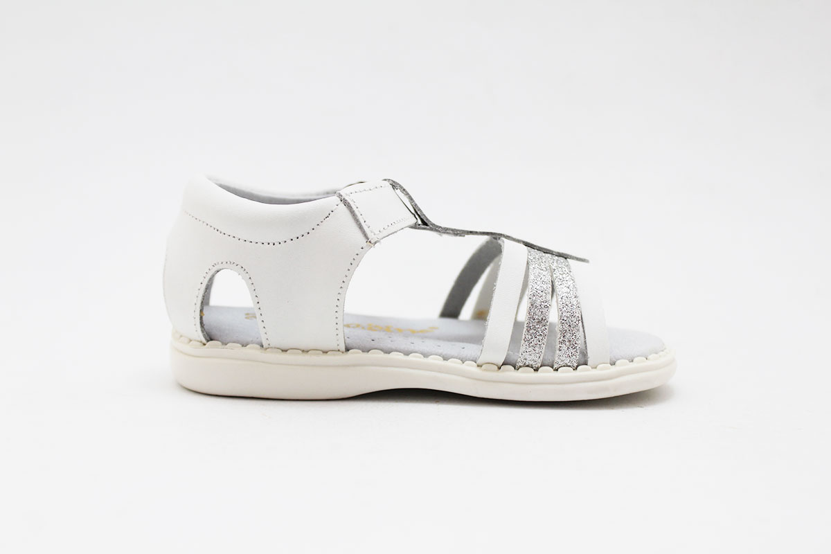 Sandalia niña blanca glitter plata hebilla - Imagen 6