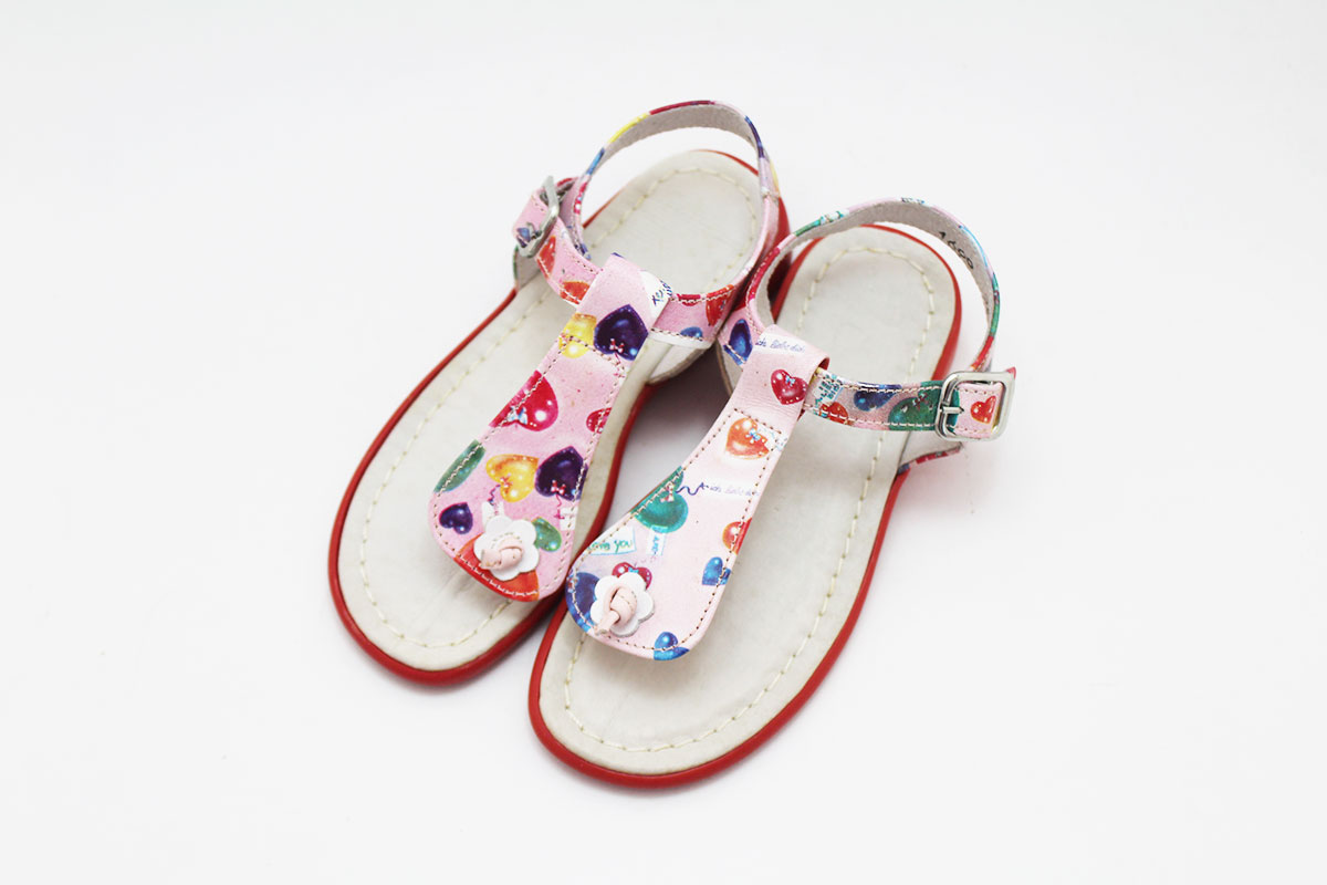 Sandalia niña dedo estampada rosa rojo - Imagen 4