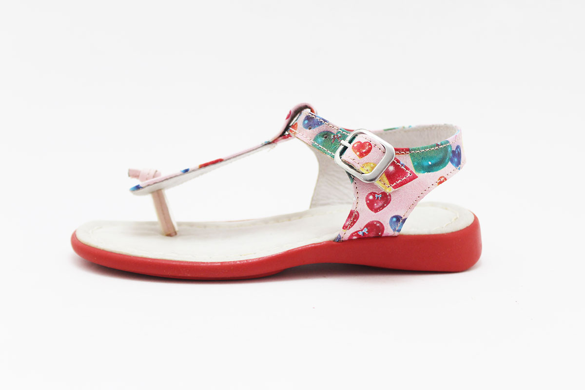 Sandalia niña dedo estampada rosa rojo - Imagen 5