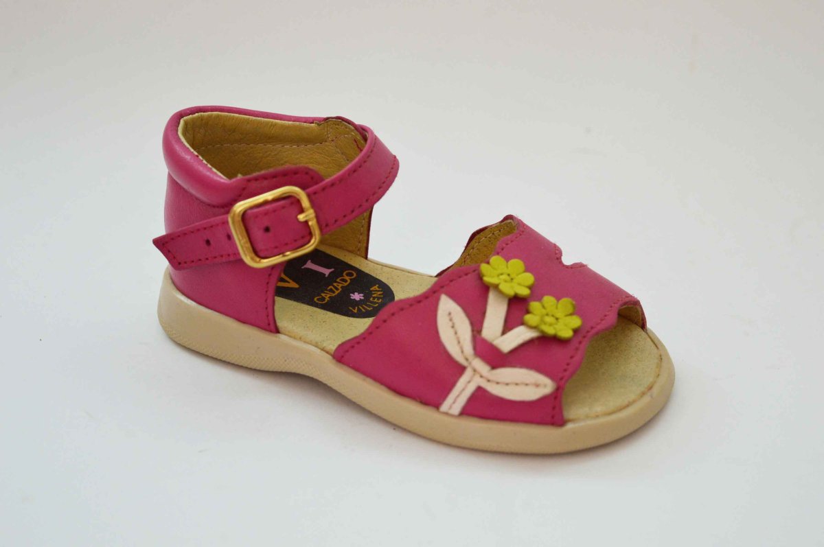 Sandalias divertidas niña fuxia y beige - Imagen 6