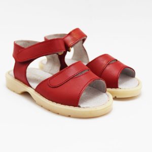 Sandalia roja piel basica niñas
