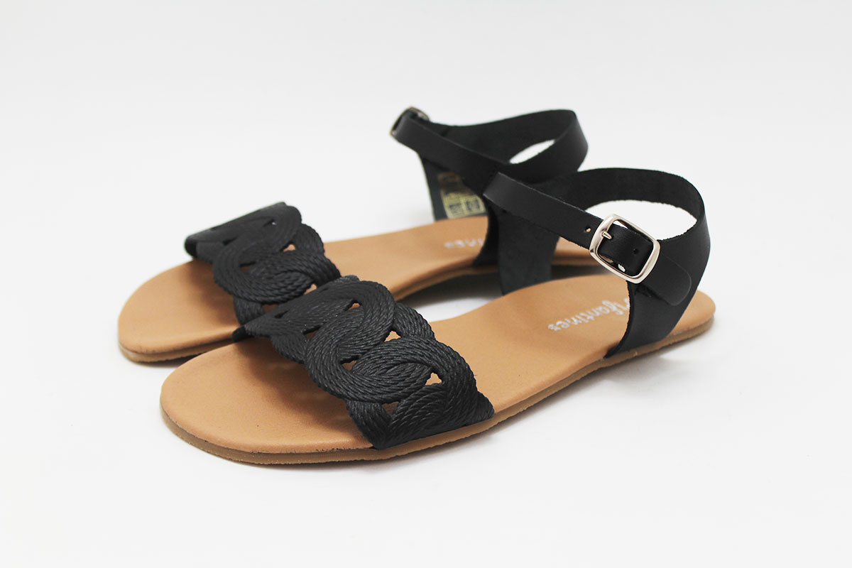 Sandalias barefoot mujer trenzada negro - Imagen 3