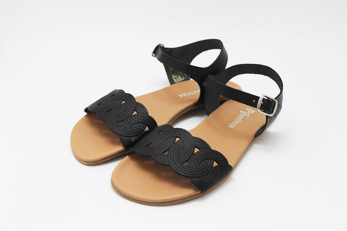 Sandalias barefoot mujer trenzada negro