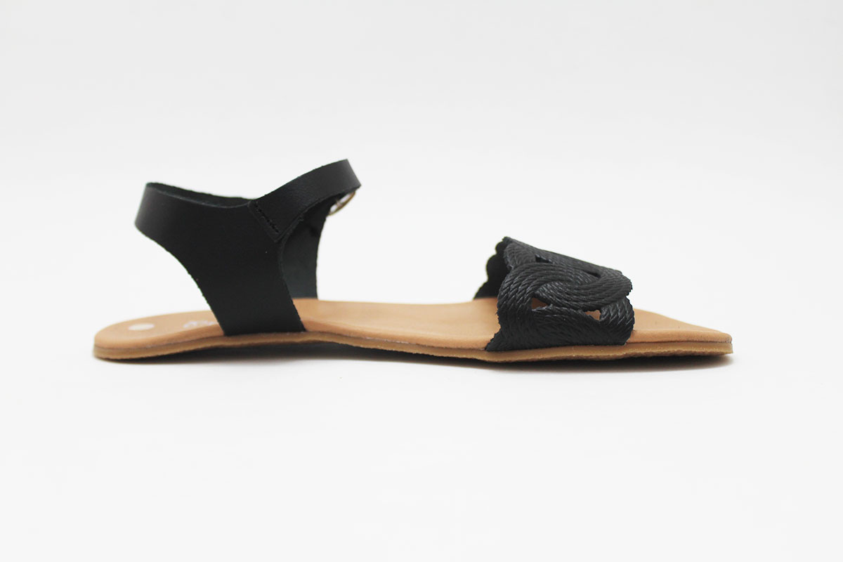 Sandalias barefoot mujer trenzada negro - Imagen 6