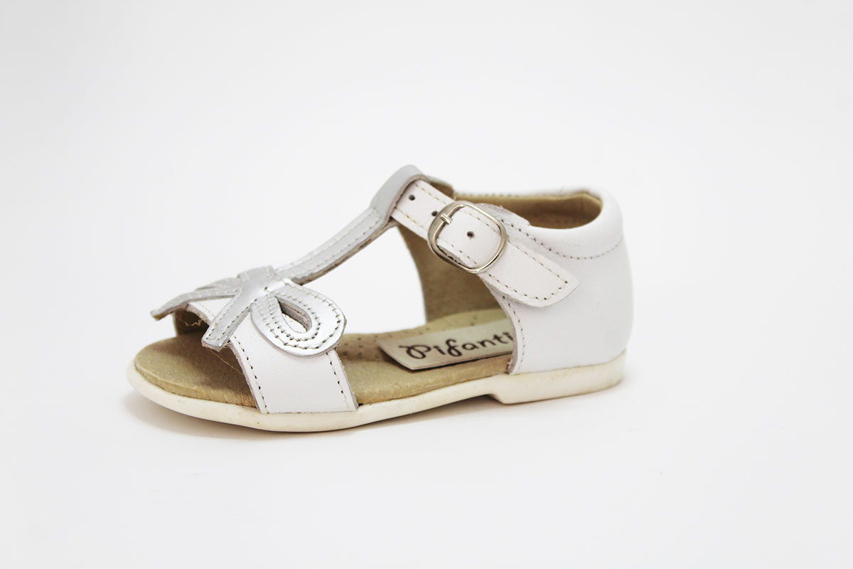 Sandalias blanco lazo plata niñas - Imagen 2