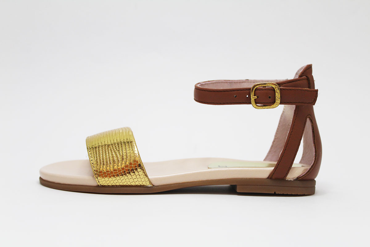 Sandalias dorado cuero niña Unisa - Imagen 3