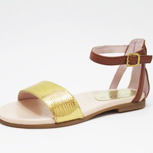 Sandalias dorado cuero niña Unisa