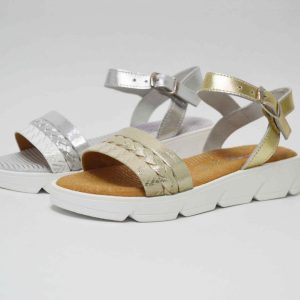 Sandalias metalizada suela blanca niña