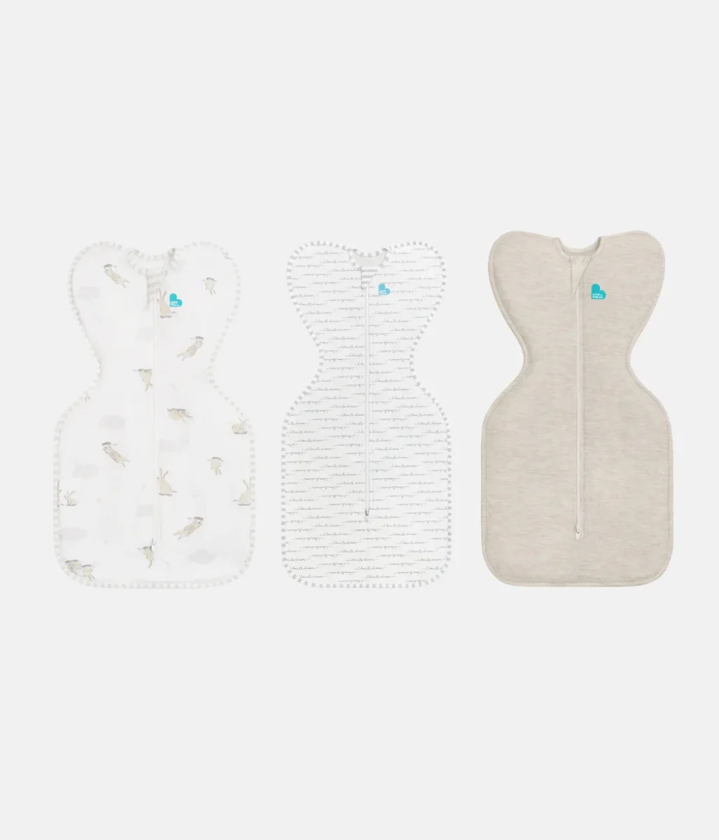 Swaddle Up Starter Set | 1,0 TOG | Blanco Nubes Conejitos | Blanco Soñador | Jaspeado Natural