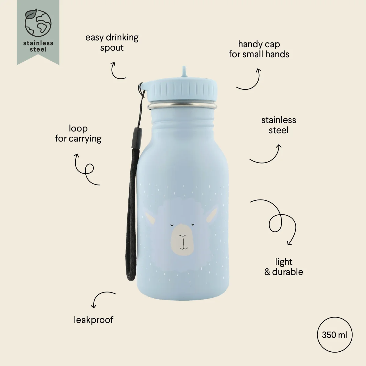 Botella de animales 350ml Alpaca- TRIXIE - Imagen 3