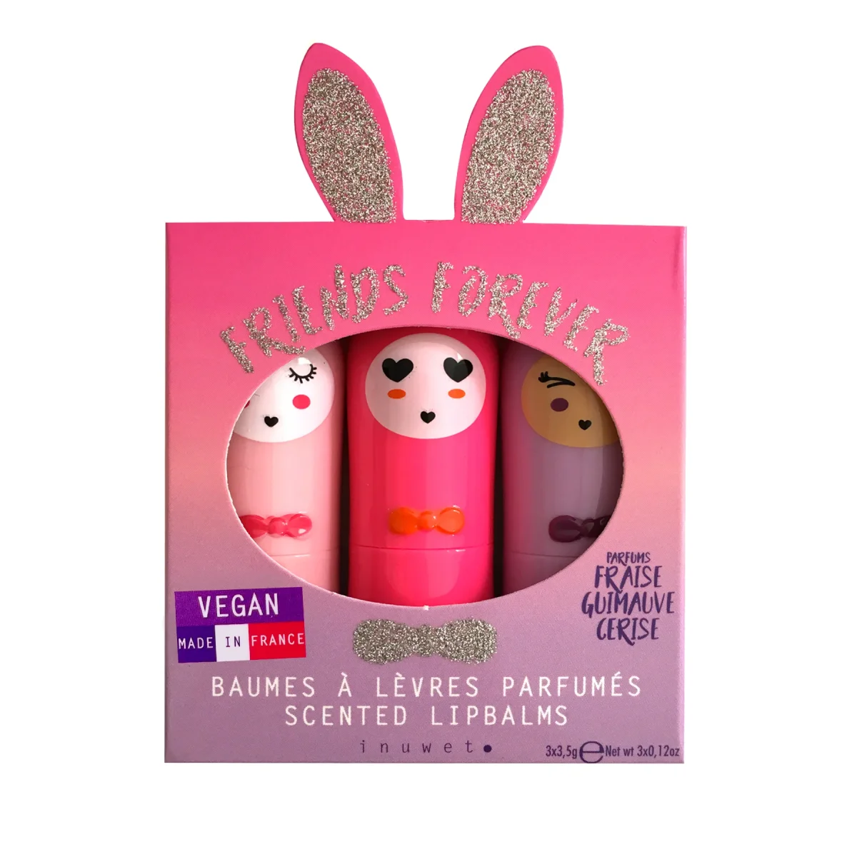 Pack de 3 Bálsamos Labiales Friends Forever (Fresa,Cereza,Nube) - INUWET