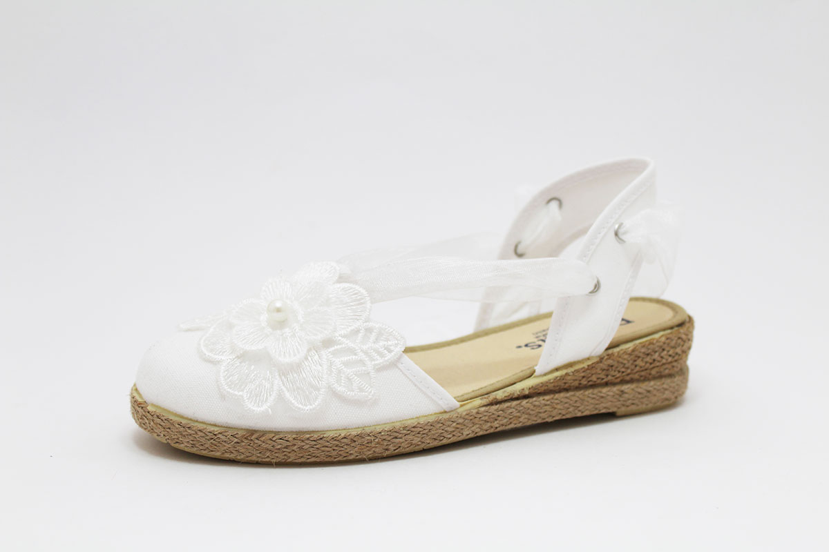 Alpargata cintas raso flor perla niña - Imagen 6