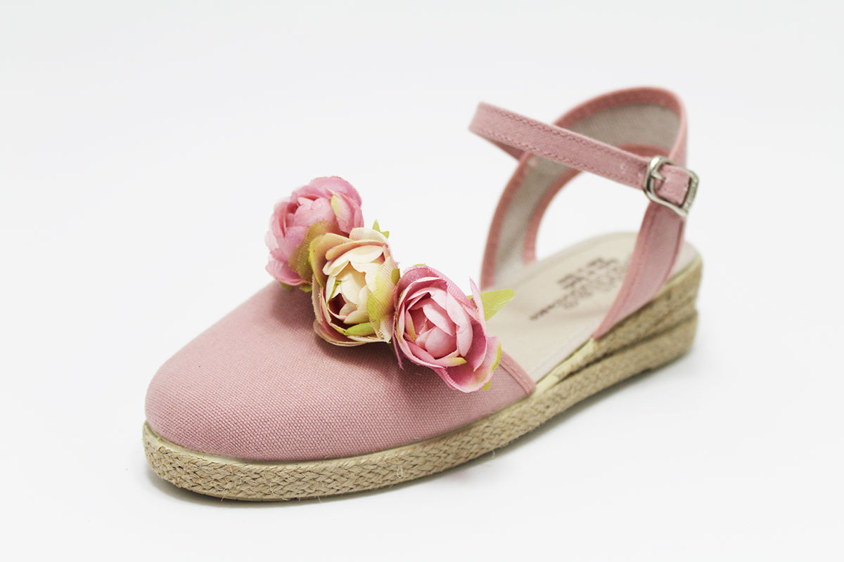 Alpargata flor rosa beige niña comunión - Imagen 6