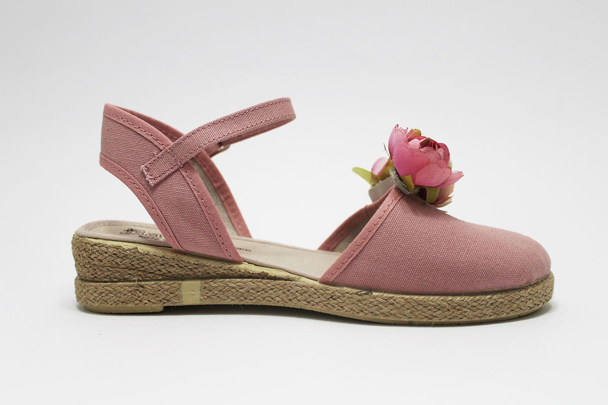 Alpargata flor rosa beige niña comunión - Imagen 8