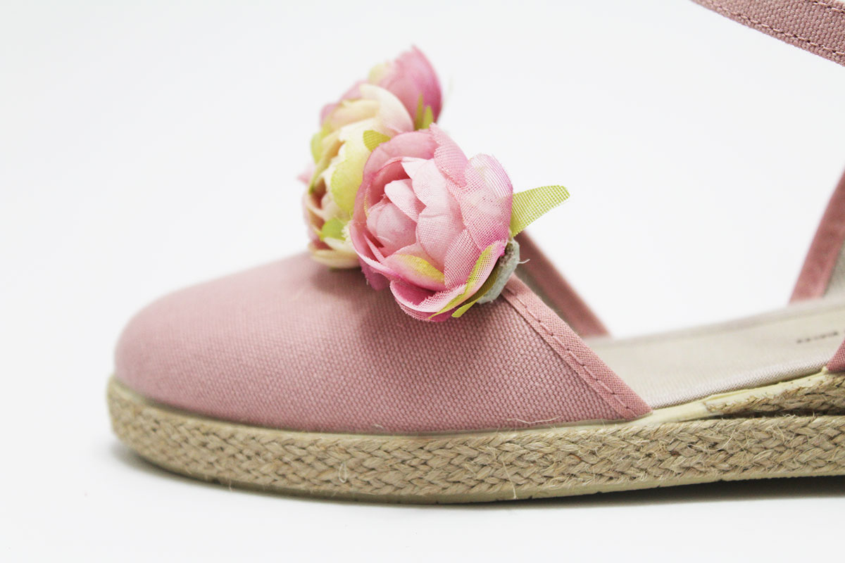 Alpargata flor rosa beige niña comunión - Imagen 4
