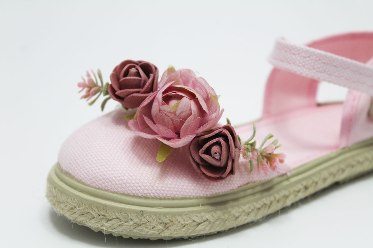 Alpargata rosa tres flores niñas - Imagen 6