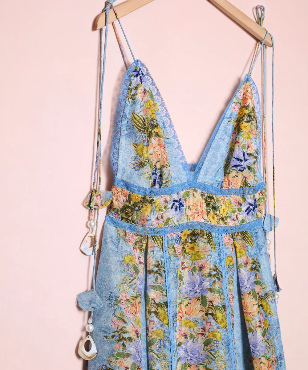 Vestido Flores Azul - Imagen 3