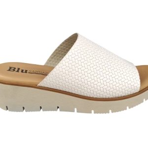 Zapatos destalonados con tacón medio – Modelo Fiesta 24802 (Blanco / Plata)