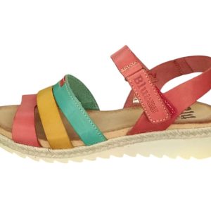 Sandalias de tiras multicolor con velcro – Modelo Confort 2898 (Rojo)