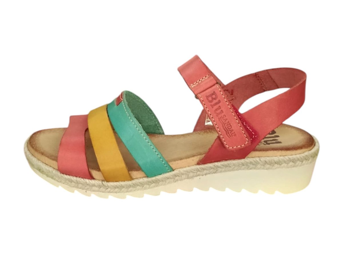 Sandalias de tiras multicolor con velcro – Modelo Confort 2898 (Rojo) - Imagen 2