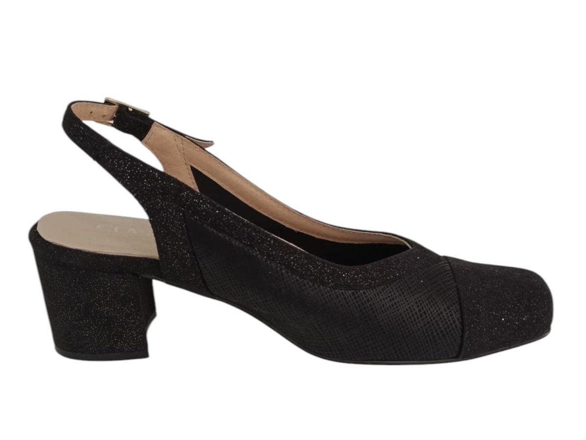 Zapatos destalonados de fiesta negros – Modelo Elegance 5670