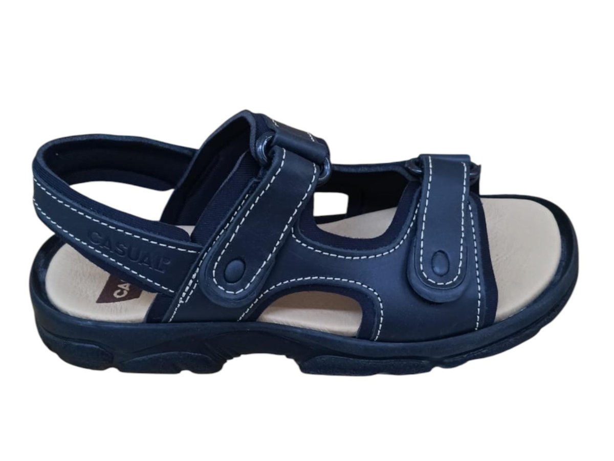 Sandalias deportivas de cuero negro – Modelo Casual 7001 - Imagen 2