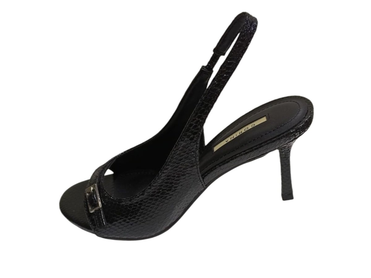 Zapatos peep toe destalonados de fiesta – Modelo Corina M6230 (Negro Cocodrilo) - Imagen 2