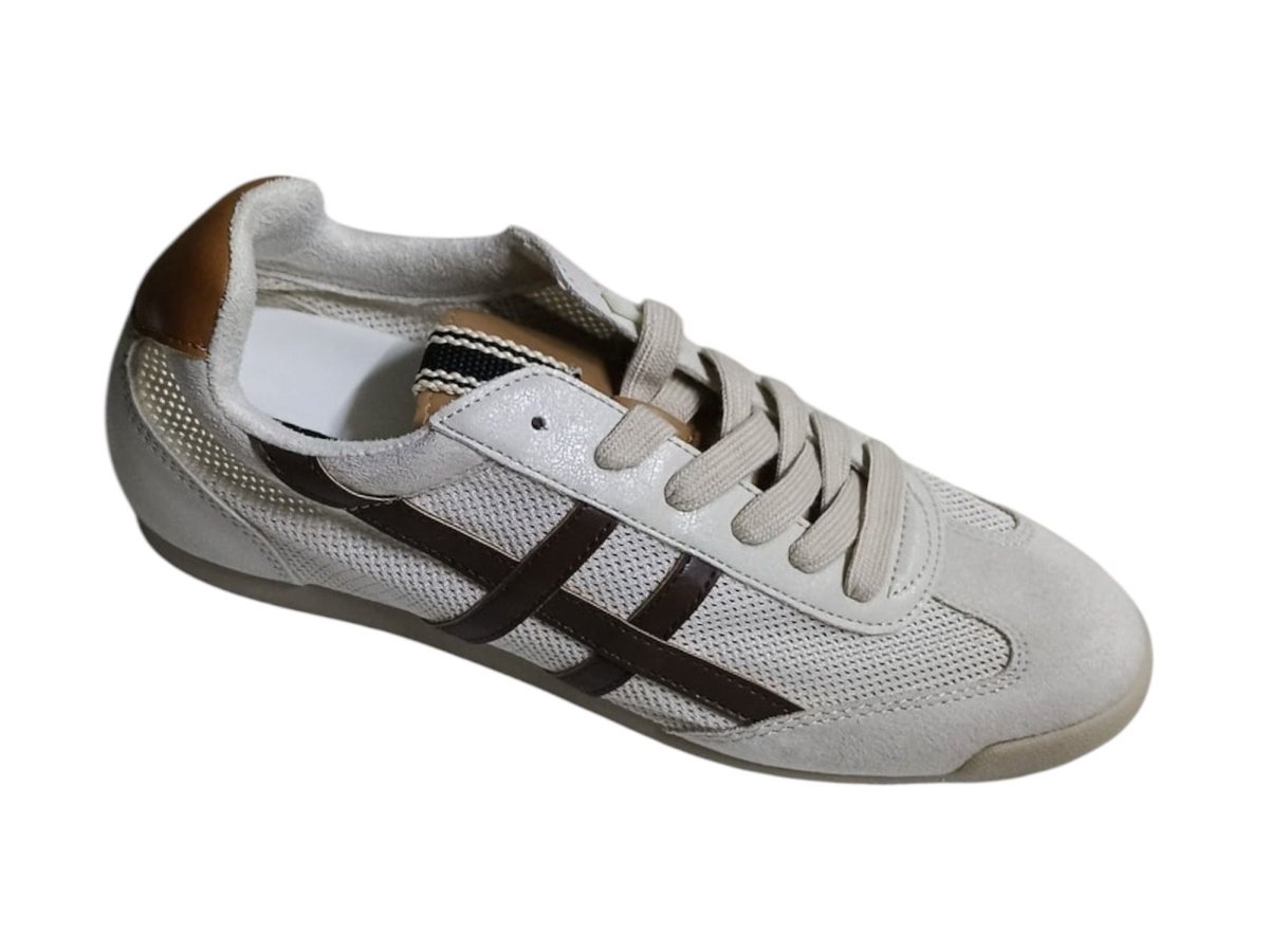 Zapatillas retro de rejilla para mujer – Modelo Urban M6305 (Marrón/Beige)