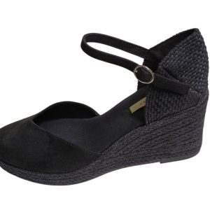 Alpargatas de cuña alta negras para mujer – Modelo Noche M6345