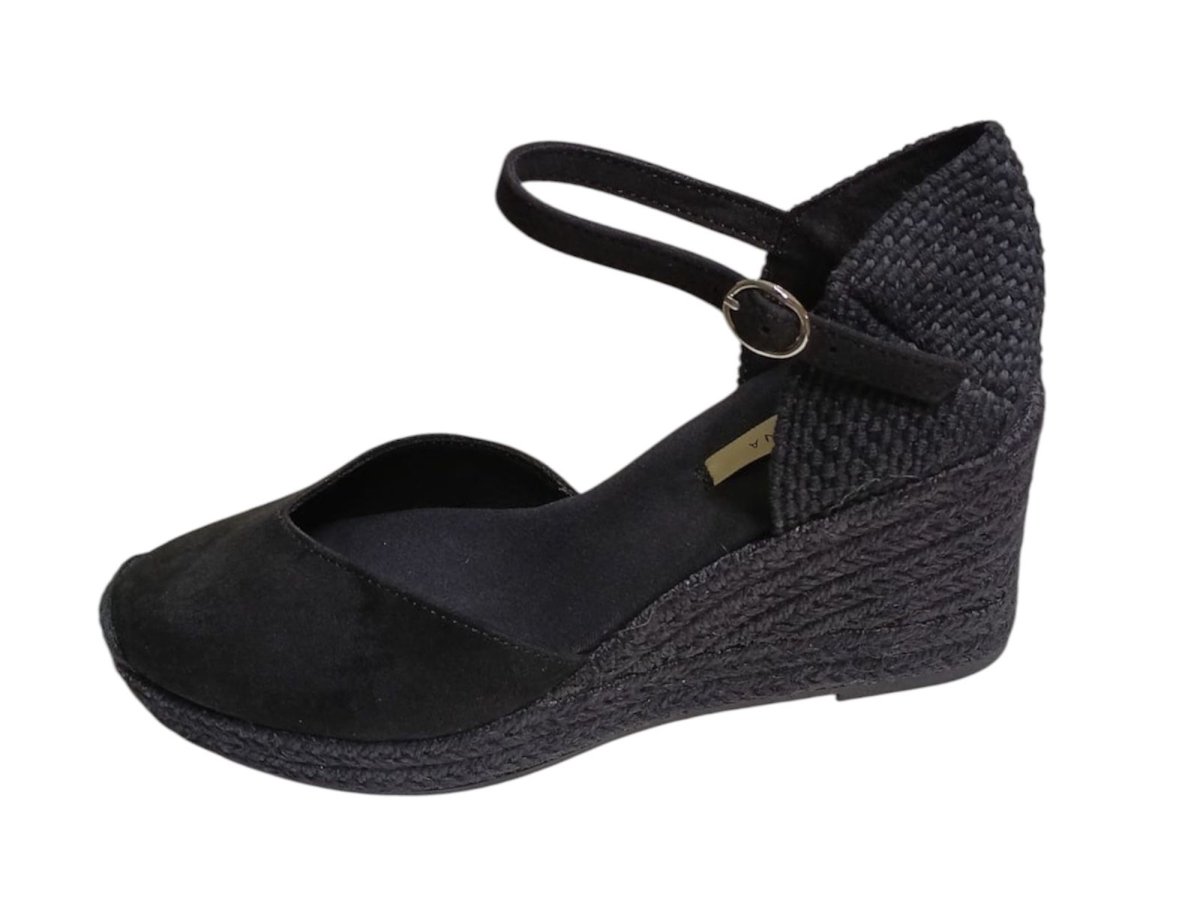 Alpargatas de cuña alta negras para mujer – Modelo Noche M6345 - Imagen 2