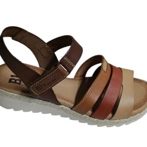 Sandalias de piel con suela de yute para mujer – Modelo Mediterráneo 2898 (Cuero Multi)