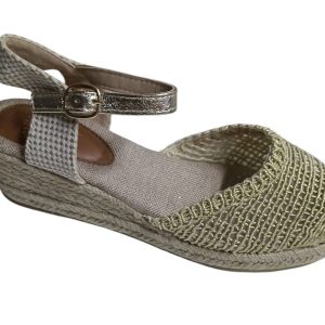 Alpargatas de cuña baja cerradas para mujer – Modelo H5101 (Oro)