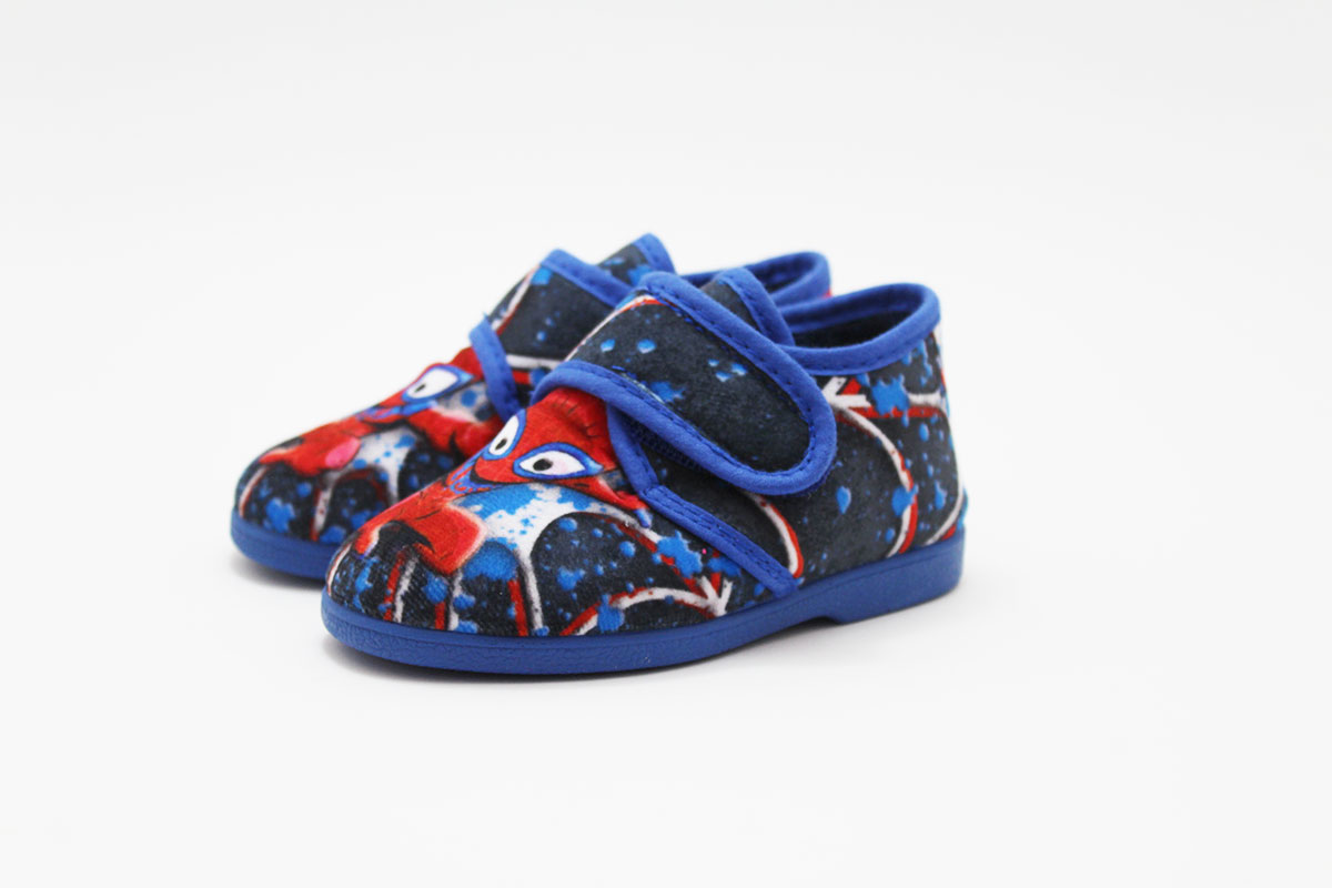 Zapatilla casa azul niño hombre araña sin cordones - Imagen 6