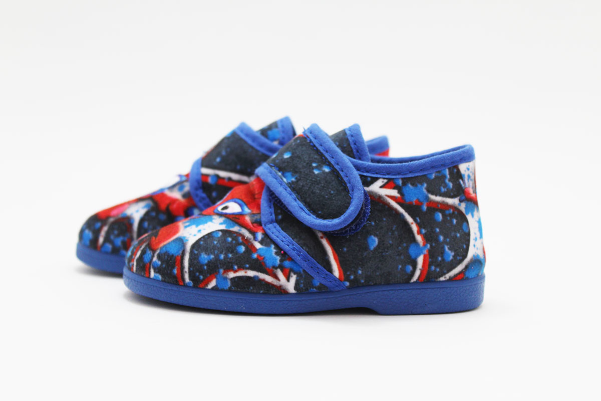 Zapatilla casa azul niño hombre araña sin cordones - Imagen 3