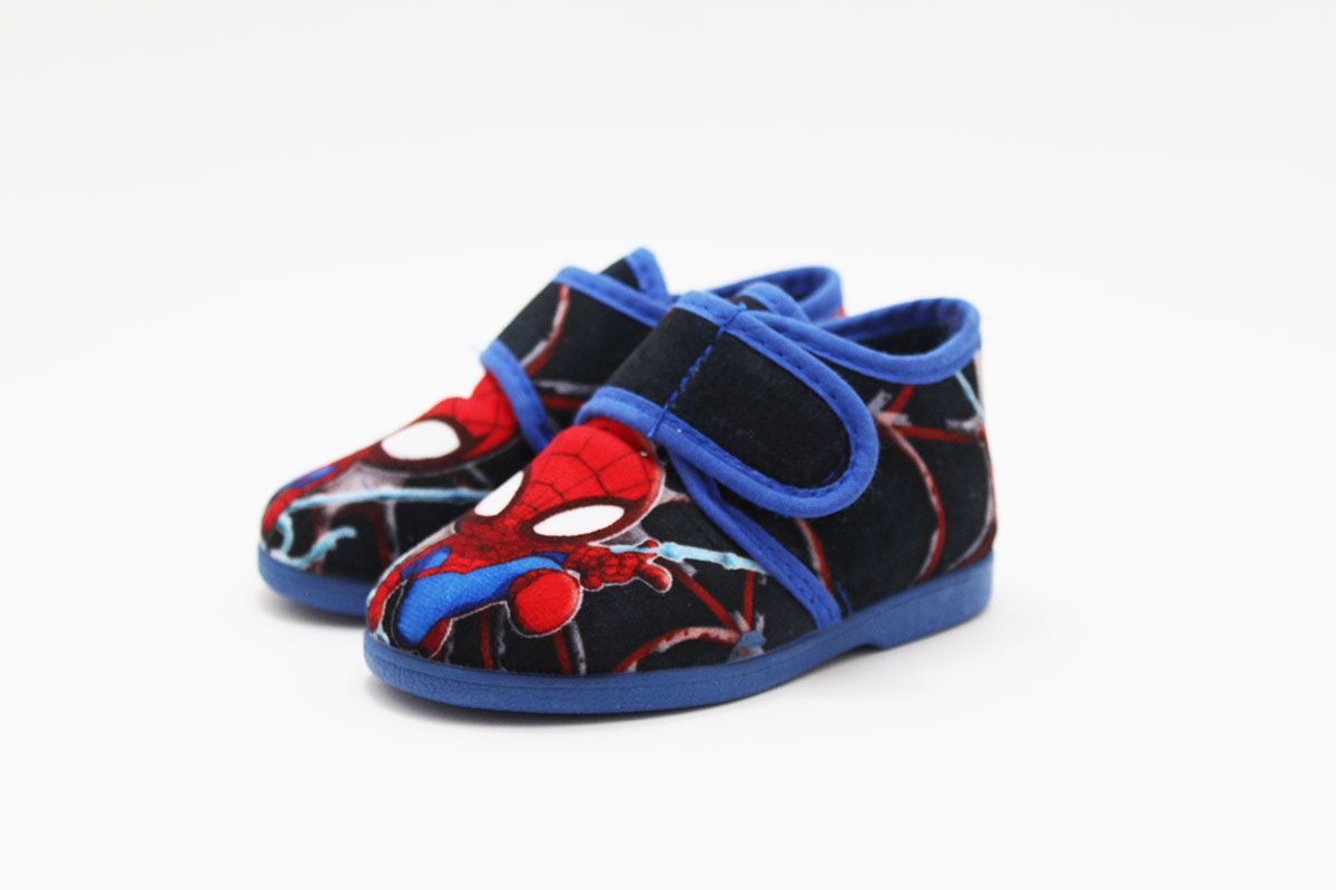 Zapatilla casa azul niño hombre araña sin cordones - Imagen 5