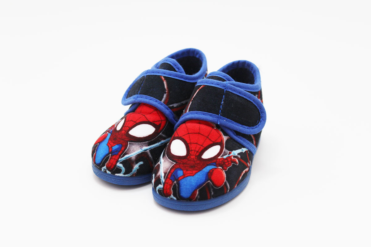 Zapatilla casa azul niño hombre araña sin cordones - Imagen 2