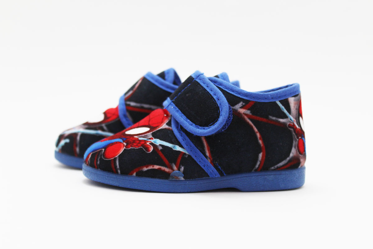 Zapatilla casa azul niño hombre araña sin cordones - Imagen 3