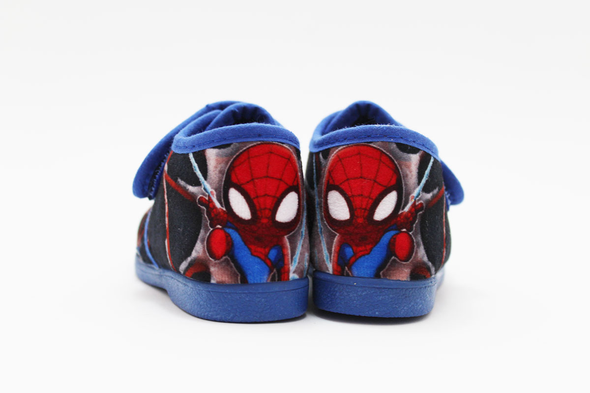 Zapatilla casa azul niño hombre araña sin cordones - Imagen 4