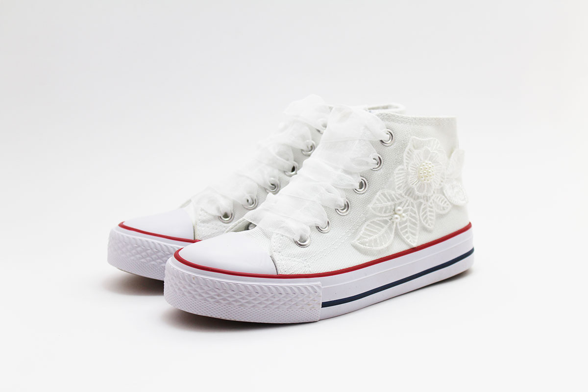 Zapatillas comunión blanco flor perla niña - Imagen 4