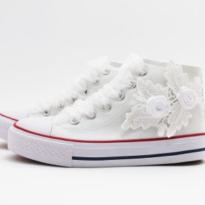 Zapatillas comunión blanco flores