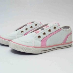 Bamba lona niña blanco con rosa