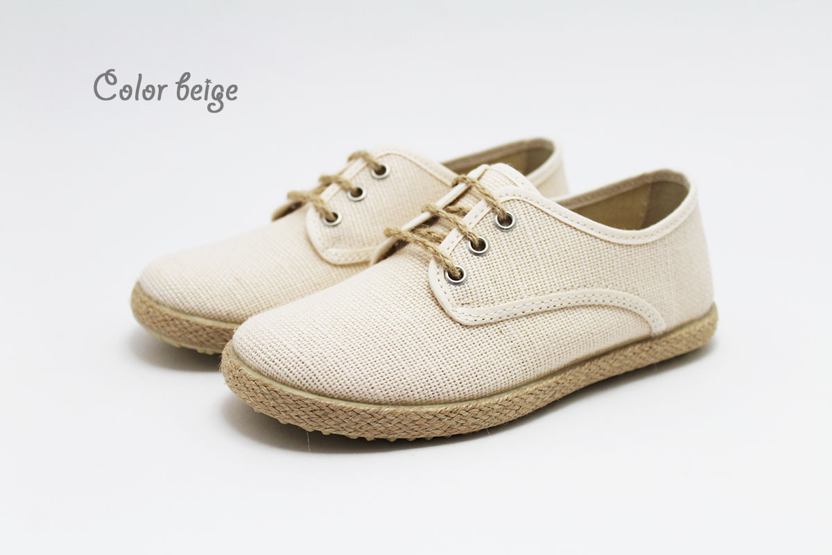 Zapato blucher cordones lino esparto niño - Imagen 3