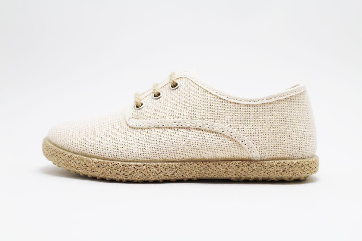 Zapato blucher cordones lino esparto niño - Imagen 5