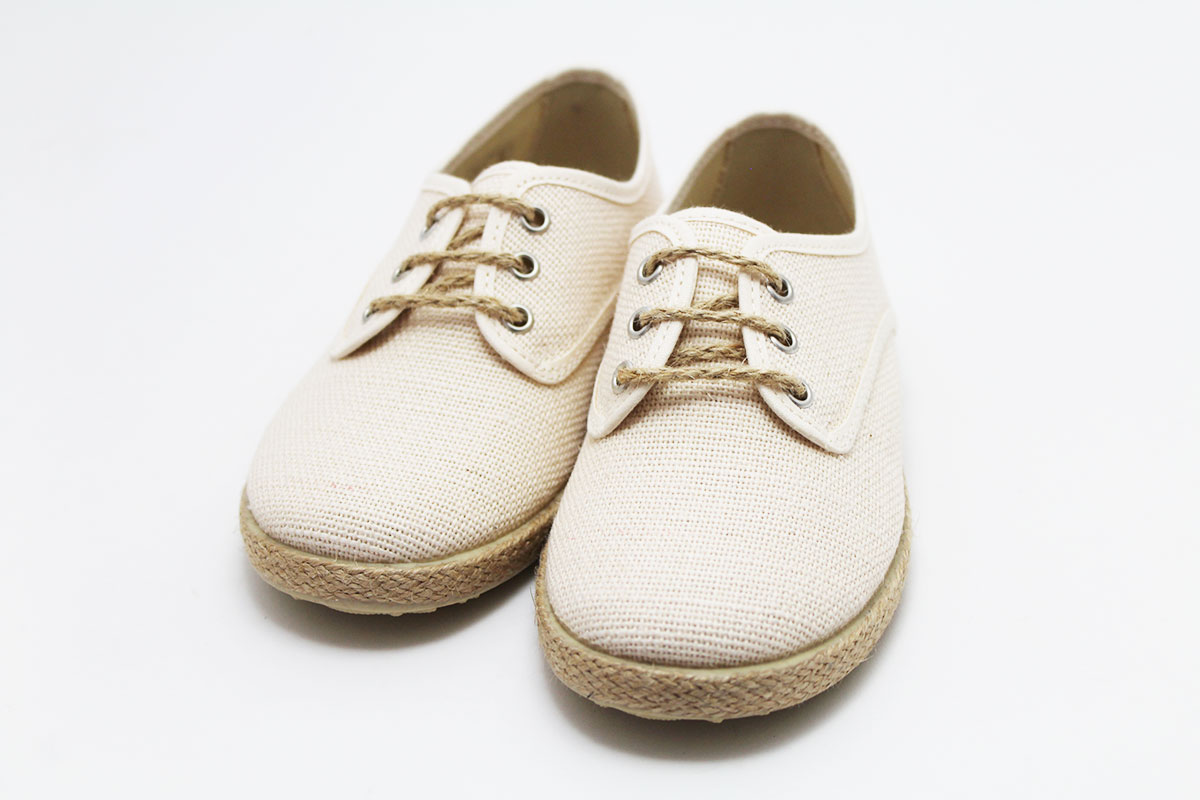 Zapato blucher cordones lino esparto niño - Imagen 4
