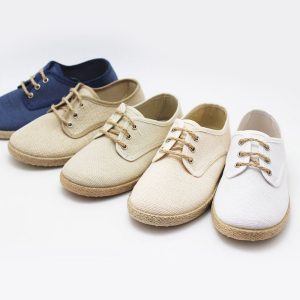 Zapato blucher cordones lino esparto niño